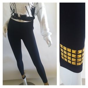 Black leggings with gold studs